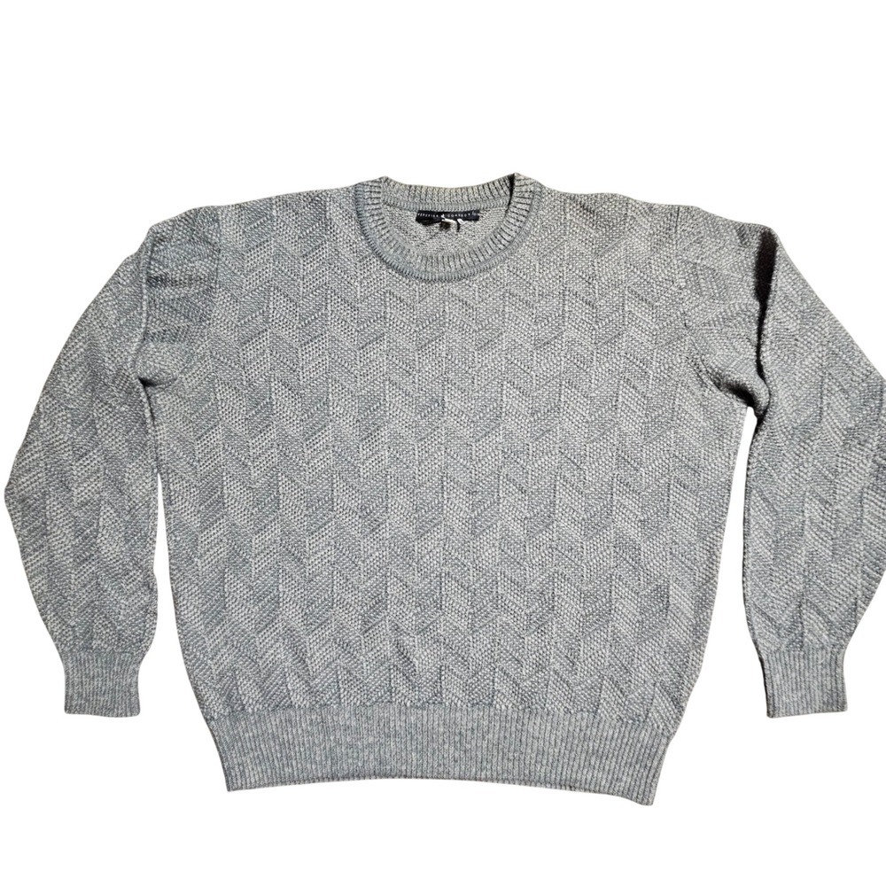 Peruvian Connection Mens Alpaca Blend Chevron‎ Knit Crewneck Sweater L Luxury